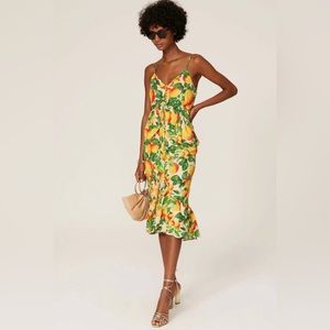 FARM RIO sands linen midi dress size S